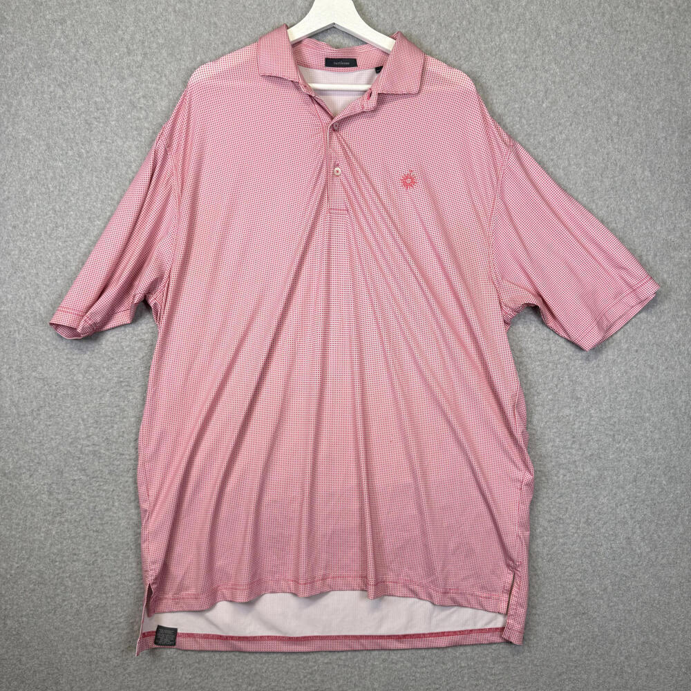 Turtleson The Grand Men's Size XL Pink White Short Sleeve Performance Polo Shirt